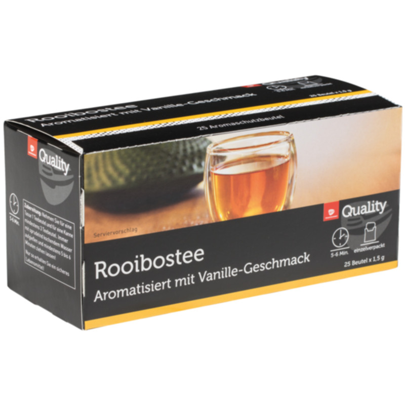 Quality Tee Rooibos Vanille Tassenportionen 25er aromatischer Rooibostee mit feiner Vanillenote